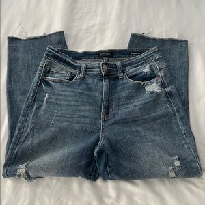 Judy Blue Distressed Straight Fit Cropped Jeans